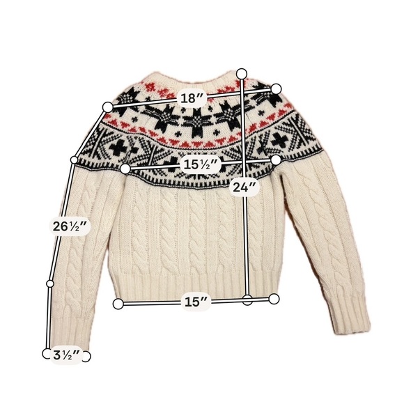 Polo Ralph Lauren Fair Isle Nordic Cable Knit Wool Sweater Winter Size S - Picture 8 of 8